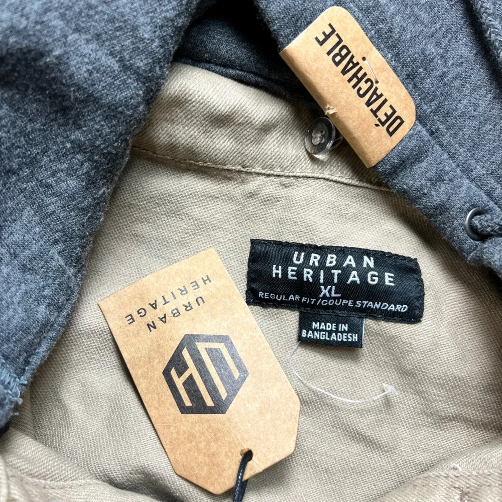 Urban Heritage Men XXL Duck Canvas Barn Jacket‎ NWT Removable Hood Tan Work Coat